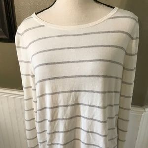 Loft Cream and Grey Striped Top